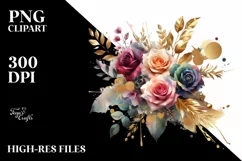 Colorful Bouquet Roses Clipart Product Image 3