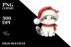 a Cute Christmass Cat with Santa Hat PNG Product Image 3