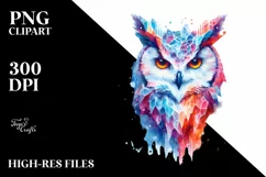 Quirky Ice Owl, Vibrant PNG Product Image 1