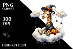 Giraffe on Halloween Cloud with Spiders PNG Product Image 2