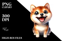 Crazy Looking Shiba Inu Watercolor Sitting Tilted Head | Product Image 3