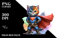 Baby Cat Hero Colorful Watercolor Product Image 2