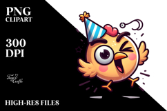 Cute Chicken with Party Hat, Vector Art Product Image 2