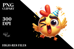 Cute Chicken with Party Hat, Vector Art Product Image 2
