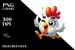 Cute Chicken with Party Hat, Vector Art Product Image 2