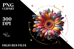 Colorful Gerbera with Golden Insertions PNG Product Image 2