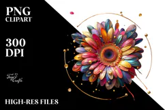 Colorful Gerbera with Golden Insertions PNG Product Image 2