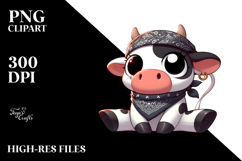 Cute Cow with Bandana, Centered Composition PNG Product Image 2