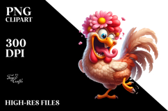 Goofy Chicken with Flower Crown, Vector Art Product Image 2