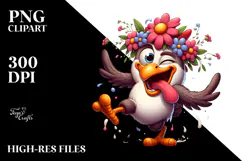 Goofy Chicken with Flower Crown, Transparent PNG Product Image 2