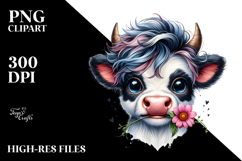 Funny Cow with Flower PNG Product Image 2