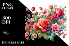 Colorful Small Red Roses PNG Product Image 1