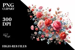 Colorful Small Red Roses PNG Product Image 1