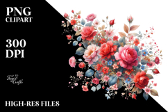 Colorful Small Red Roses PNG Product Image 2