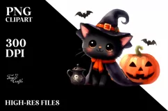 Vibrant Drawing Cute Baby Black Cat | Sublimation | Clipart Product Image 1