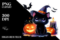 Vibrant Drawing Cute Baby Black Cat | Sublimation | Clipart Product Image 2