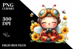 Colorful Baby Ladybug Aviator Suit Yellow Flowers | Product Image 3