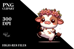 Baby Calf with Flower Crown, Transparent PNG Product Image 2