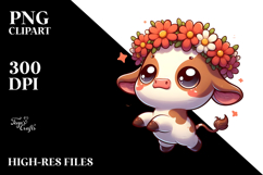 Ridiculously Cute Baby Calf with Flower Crown PNG Product Image 2