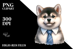 Baby Akita Watercolor Clipart, Thoughtful Tie Product Image 2