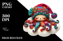 Vibrant Moonlight Octopus Clipart Product Image 1