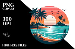 Retro Tropical Island Sunset, 20 oz Tumbler Product Image 2