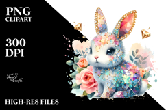 Diamond Bunny on Splashy Background PNG Product Image 2