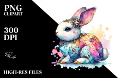Diamond Bunny on Splashy Background PNG Product Image 2