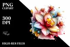 Glossy Narcissus in Watercolor Splash | Sublimation | Product Image 1