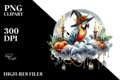 Parrot on Halloween Cloud with Candles PNG Product Image 2