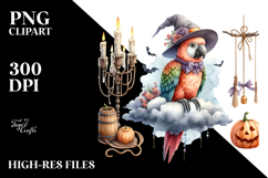 Parrot Dressed for Halloween on Cloud PNG Product Image 2