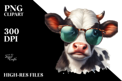 Funny Baby Cow with Sunglasses, High Quality PNG Product Image 2
