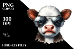 Funny Baby Cow with Sunglasses, High Quality PNG Product Image 2