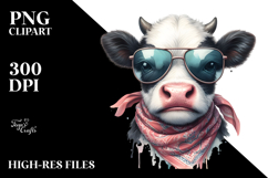 Funny Baby Cow with Sunglasses, High Quality PNG Product Image 2