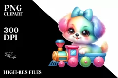 Colorful Baby Puppy Small Train Smiling | Sublimation | Product Image 3