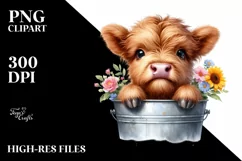 Cute Baby Highland Cow, PNG Product Image 1