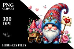 Valentines Gnome with Roses PNG Product Image 2