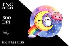 Vibrant Watercolor Funny Moon, Cute Product Image 2
