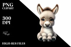 Funny Cute Baby Donkey Harvest | Clipart Product Image 1