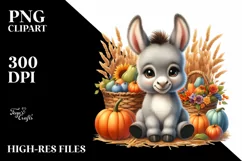 Funny Baby Donkey Sitting in Front of Harvest Product Image 1