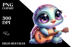 Cute Baby Turtle with Singer Look PNG Product Image 2
