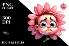 Funny Baby Face Expressive Flower PNG Product Image 1