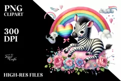 Colorful Baby Zebra with Heart PNG Product Image 1