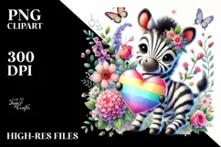 Cute Baby Zebra with Heart PNG Product Image 2