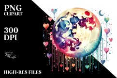 Valentines Hearts Moon PNG Product Image 2