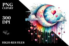Moon with Adorning Hearts PNG Product Image 2