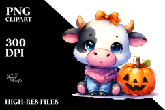 Cute Baby Cow, Watercolor PNG Product Image 2