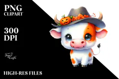 Vibrant Cute Cow Halloween PNG Product Image 2
