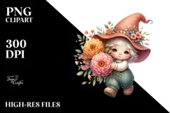 Adorable Gnome with Marigold PNG Product Image 2