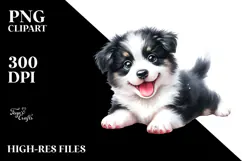 Expressive Baby Border Collie PNG Product Image 2